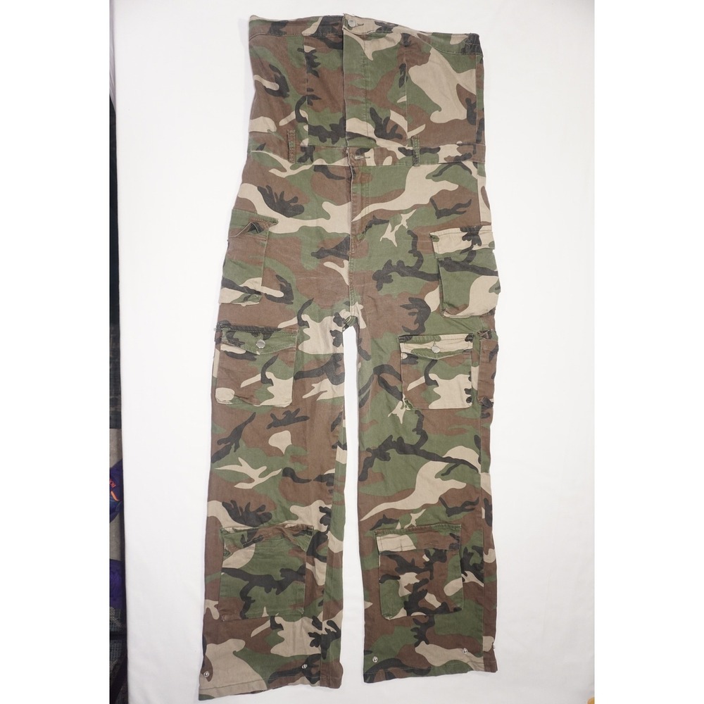 Unbranded 2XL Camouflage Strapless Cargo Jumpsuit Multi Pocket